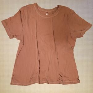 Fabletics Women's Plus Size 3X T-Shirt Rose Brown Short Sleeve Relaxed Fit
